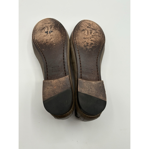 Frye Carson Ballet Flats Women's 9 Brown Leather Slip On Distressed Grey - Picture 8 of 12